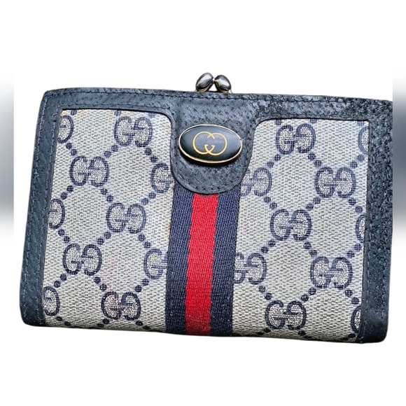 Gucci Handbags - Vintage Gucci Monogram Wallet with Red and Blue Stripe